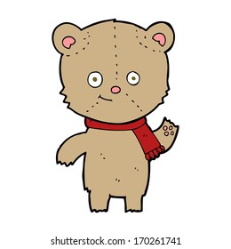 el oso de peluche de caricatura ondeando