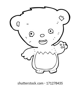 cartoon teddy bear waving