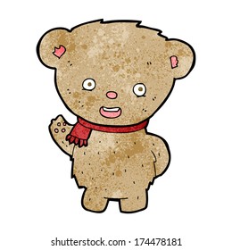 el oso de peluche de caricatura ondeando