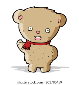 cartoon teddy bear waving