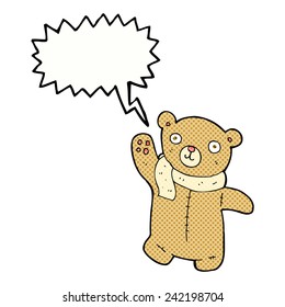 cartoon teddy bear waving hello