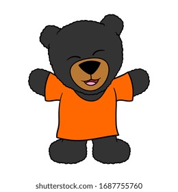 Cartoon Teddy Bear Wearing a Blank Shirt