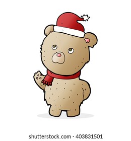 cartoon teddy bear wearing christmas hat