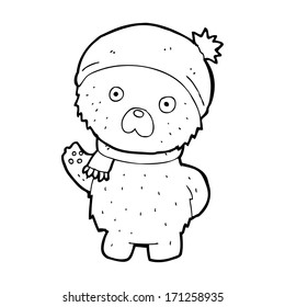 oso de peluche de caricatura con sombrero y bufanda de invierno