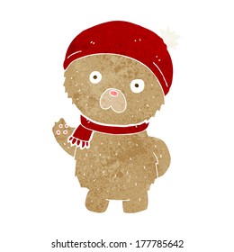 oso de peluche de caricatura con sombrero y bufanda de invierno