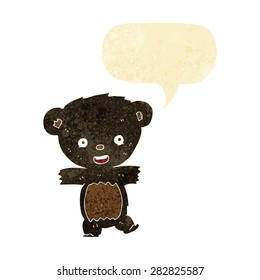 cartoon teddy black bear cub with speech bubble