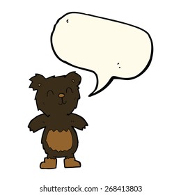 el oso negro de peluche con burbuja de habla