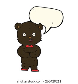 el oso negro de peluche con burbuja de habla