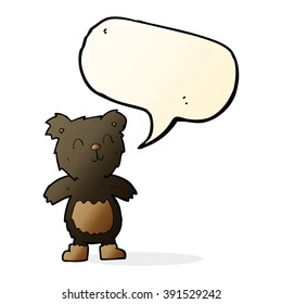 cartoon teddy black bear with speech bubble