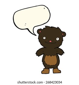 cartoon teddy black bear wearing boots with speech bubble