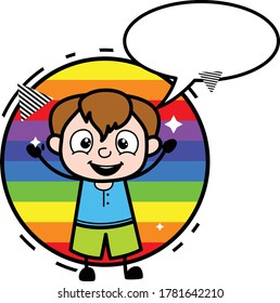 Cartoon Teen Boy with rainbow background