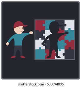 Cartoon teenager wants to fit in, vector