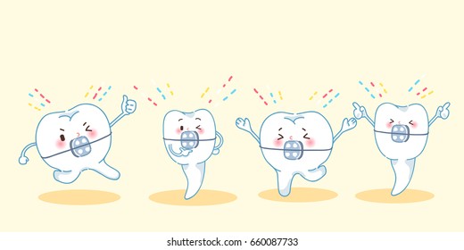 Cartoon Teeth Braces Feel Excited On Stock Vector (Royalty Free) 660087733  | Shutterstock