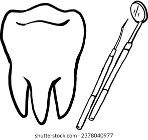 cartoon teeth and dental tools