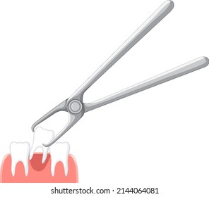 Cartoon teeth extraction on white background illustration