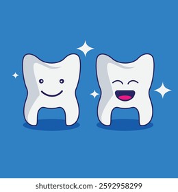cartoon teeth happy vector illustration