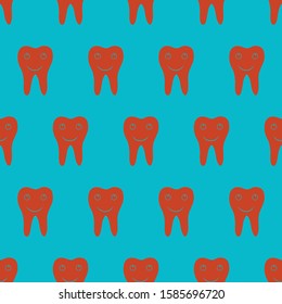 Cartoon Teeth in minimal icon with Aqua Menthe color is in Seamless pattern