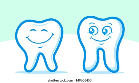 Cartoon teeth set with faces/Vector Smiling Tooth Characters