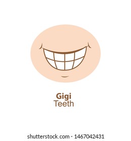 Cartoon teeth set. teeth, white teeth, clean teeth, isolated vector illustration.