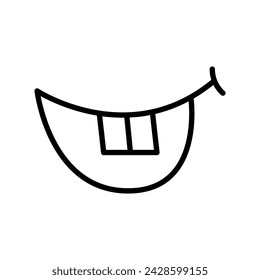Cartoon teeth smile line icons set. Character face element. Vector isolated element. Editable stroke.