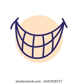 Cartoon teeth smile line icons set. Character face element. Vector isolated element. Editable stroke.
