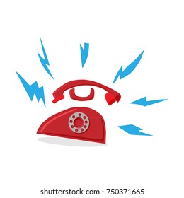 cartoon telephone ring. Vector illustration.