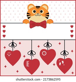 Cartoon Template Of A Child's Birth Certificate With A Tiger Cub, Metrics. Vector Illustration