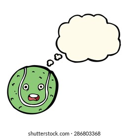 cartoon tennis ball with thought bubble