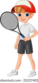 Cartoon tennis player holding a racket