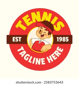 Cartoon Of Tennis Player Mascot Logo