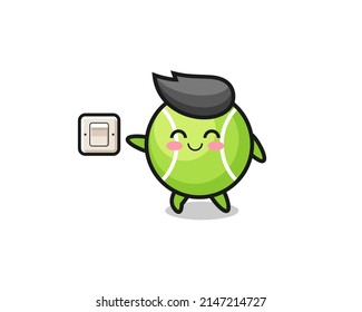 cartoon tennis is turning off light , cute design