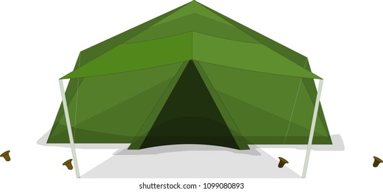 Cartoon tent and set bonfire isolated. sports tourism nature. Objects bonfire, tents. Tents camping. The journey to the mountains and forests with tent. Vector tent illustration. Summer rest tents.