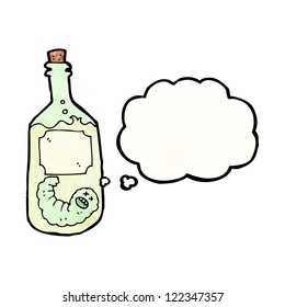 botella de tequila de dibujos animados con gusano