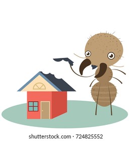 cartoon termite standing and eating house