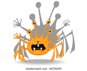 cartoon terrible monster with shadow