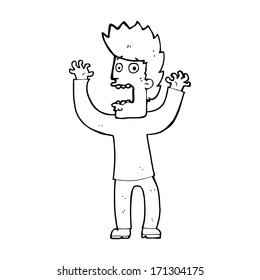 cartoon terrified man