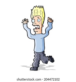 cartoon terrified man