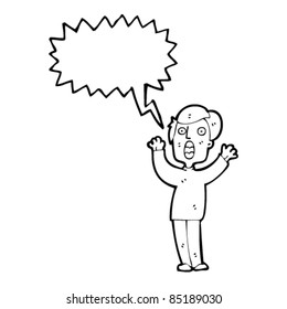cartoon terrified man