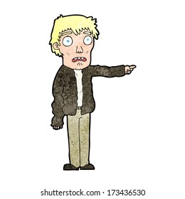 cartoon terrified man pointing