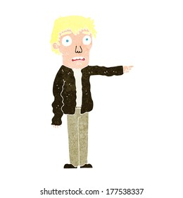 cartoon terrified man pointing