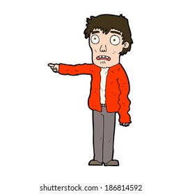 cartoon terrified man pointing