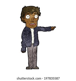 caricatura de hombre aterrorizado señalando