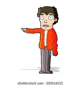 caricatura de hombre aterrorizado señalando