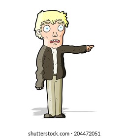 caricatura de hombre aterrorizado señalando