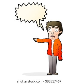 Cartoon erschreckt Mann mit Sprechblase