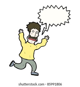 caricatura de hombre aterrorizado corriendo