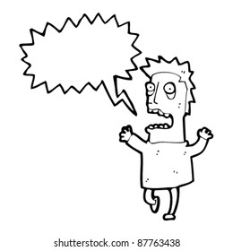 caricatura de hombre aterrorizado gritando