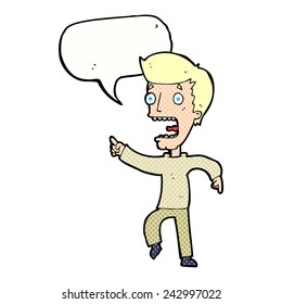 cartoon terrified man with speech bubble