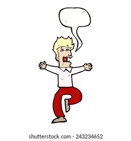 caricatura de hombre aterrorizado con burbuja de habla