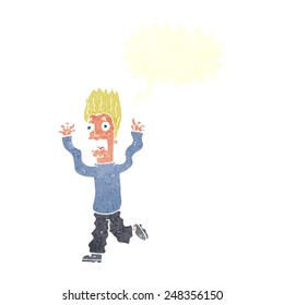 cartoon terrified man with speech bubble